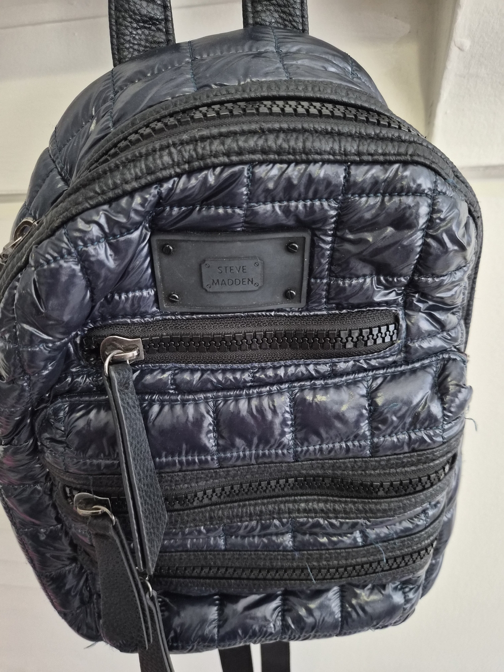 Steve Madden Navy Quilted Mini Backpack for Men